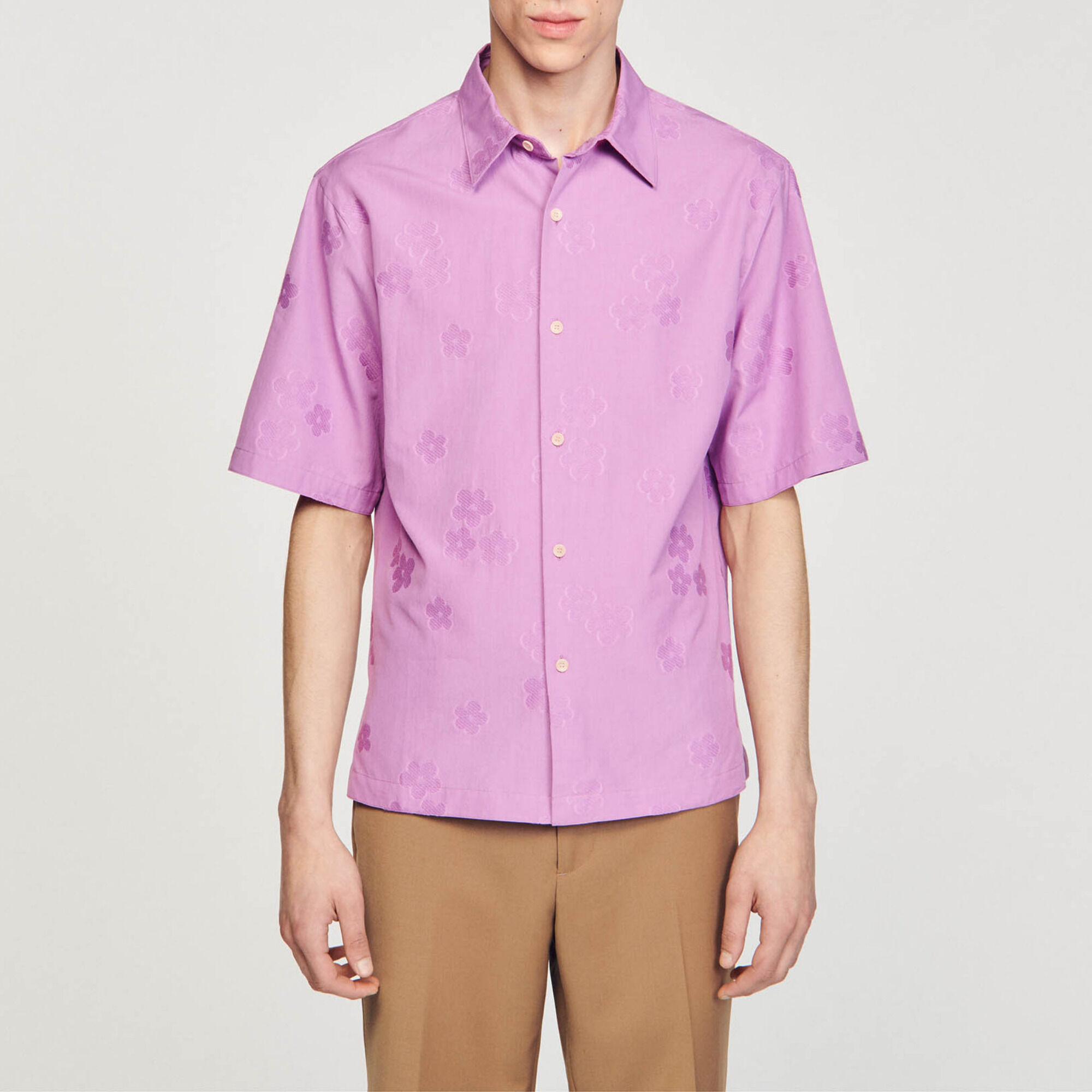 Oversized floral jacquard shirt