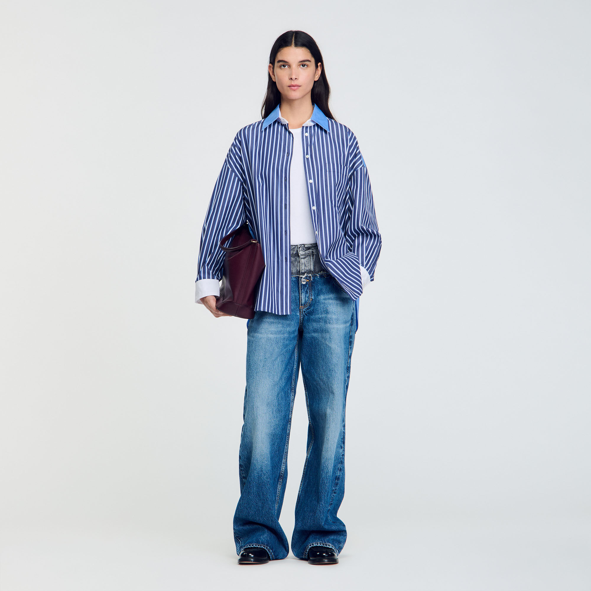 Blue and white striped shirt with jeans store