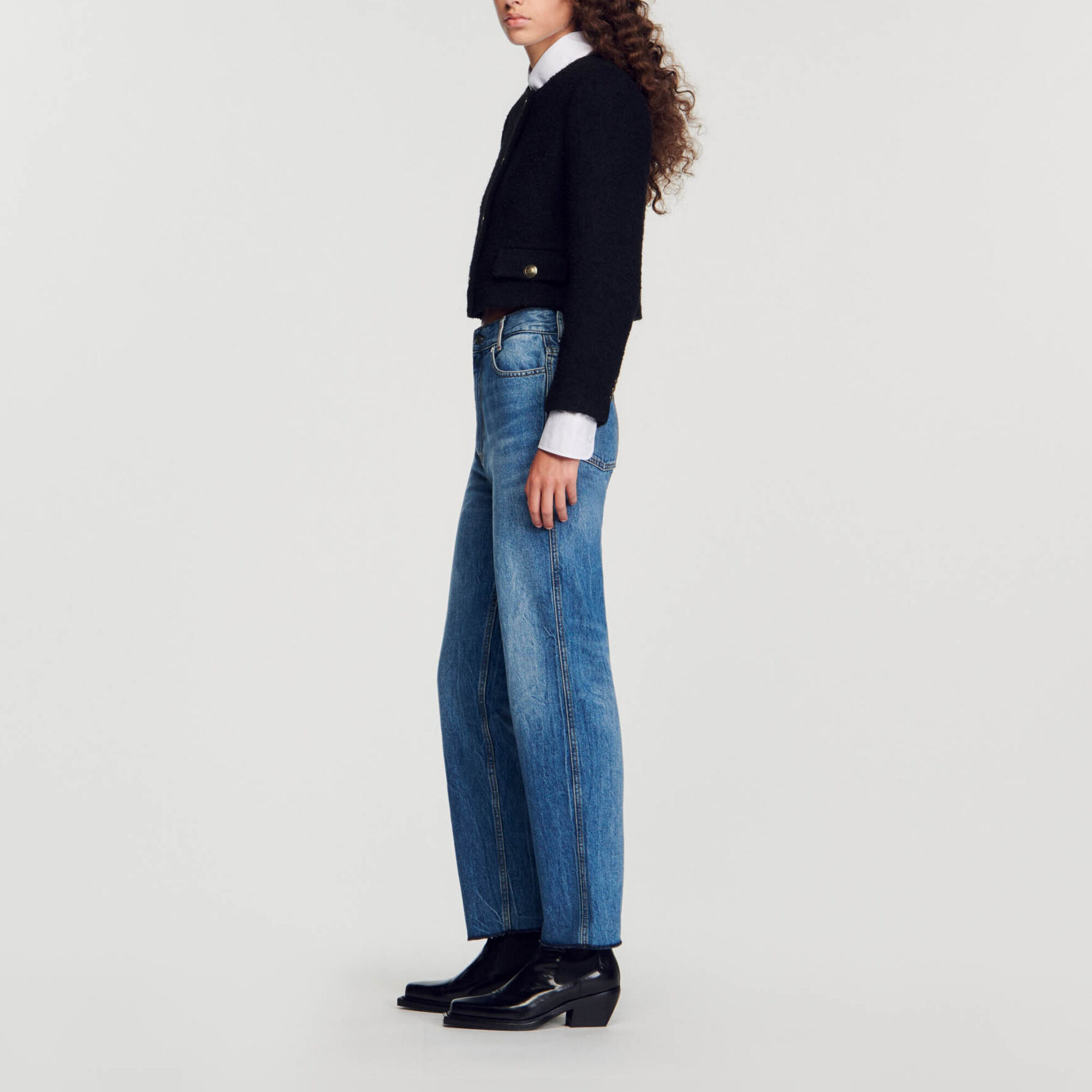 Cropped bouclé wool jacket