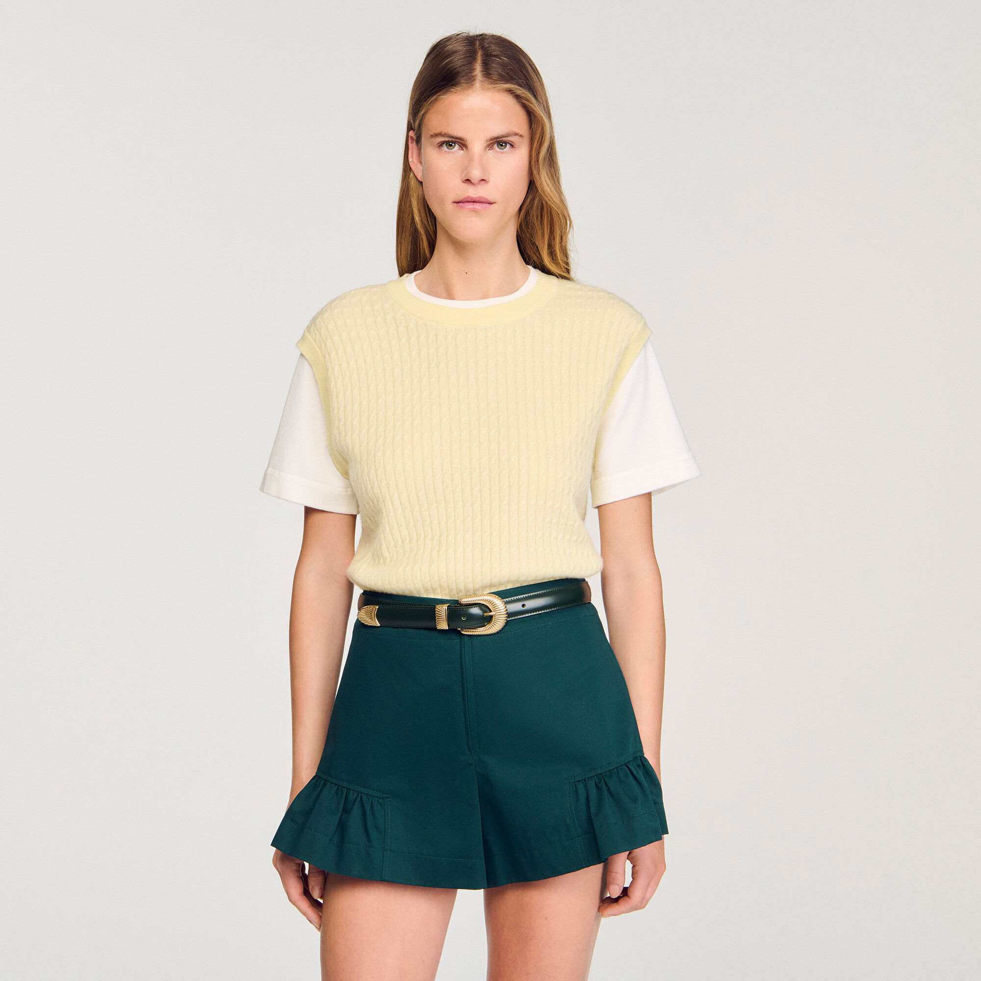 Dual-material knit jumper