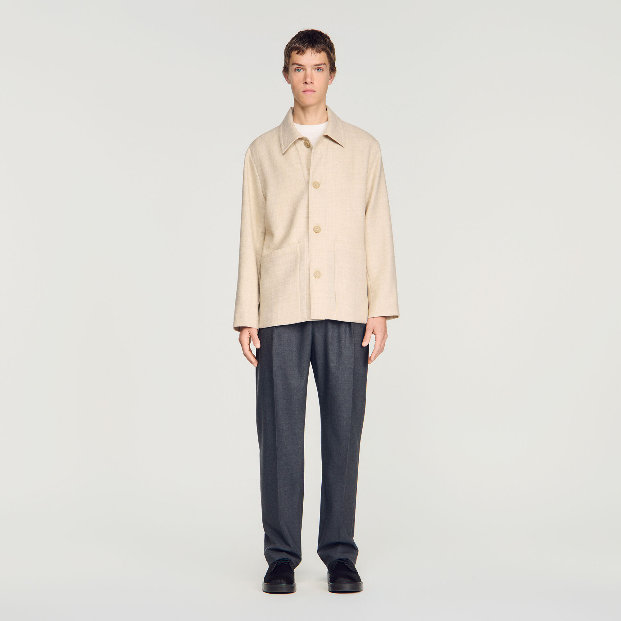 Straight buttoned wool jacket