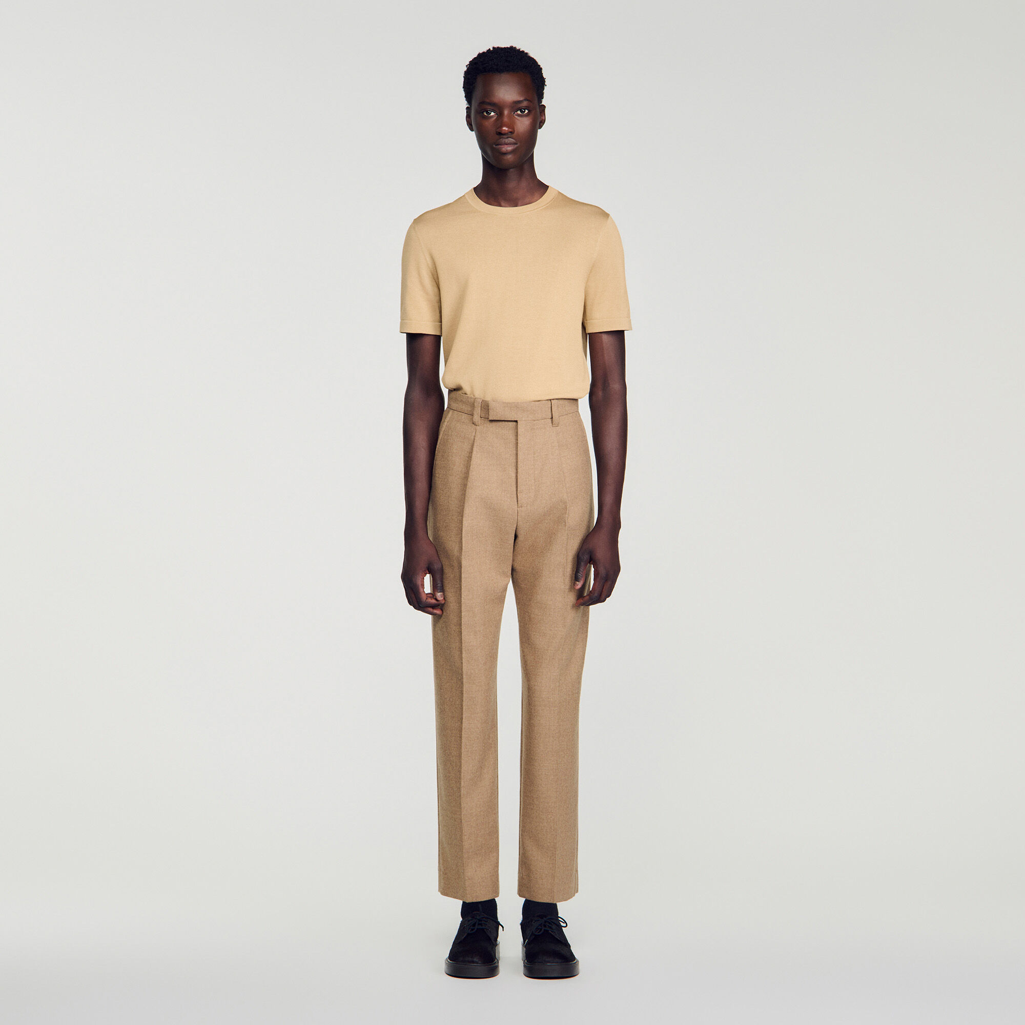 Wide-leg wool suit trousers