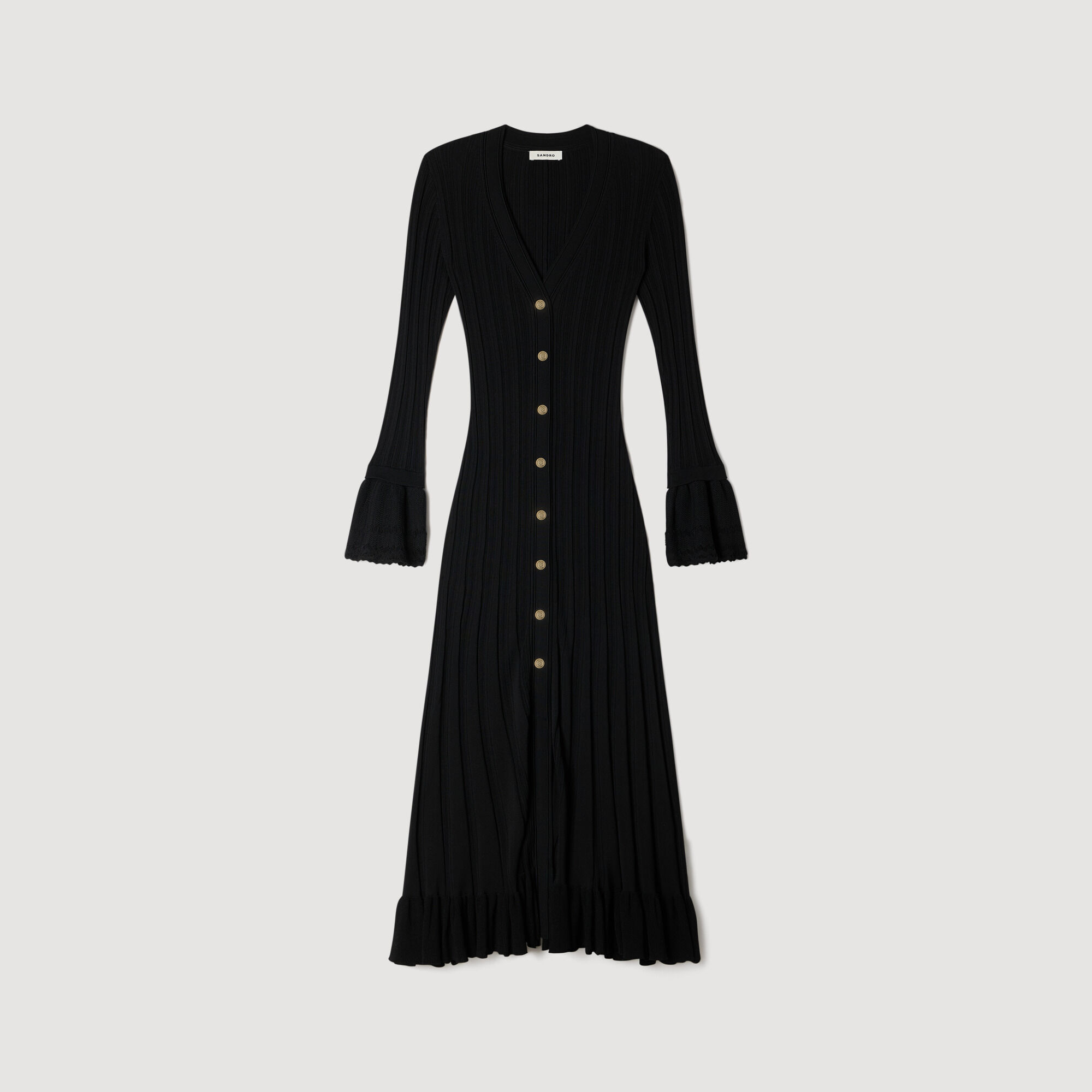 Knit maxi dress with ruffle