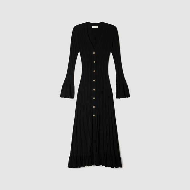 Knit maxi dress with ruffle