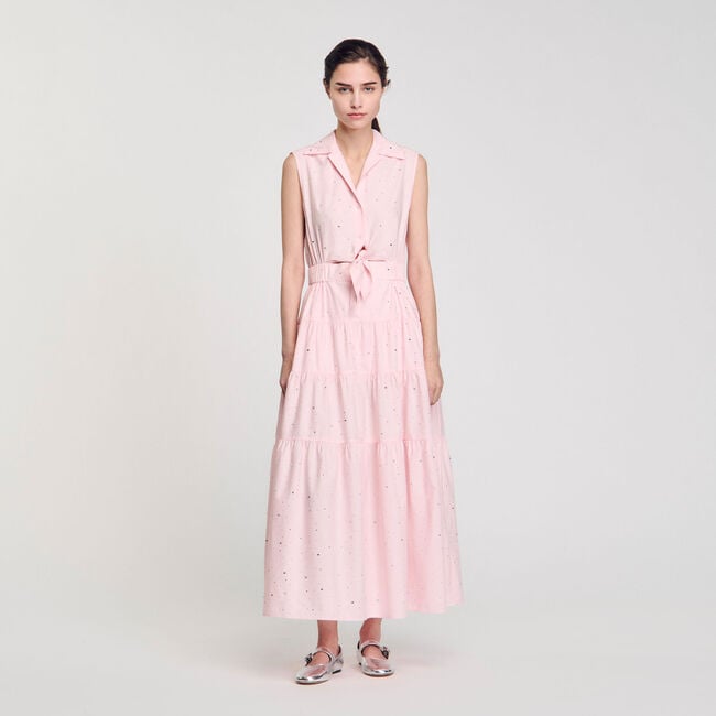 Rhinestone tie-front maxi dress
