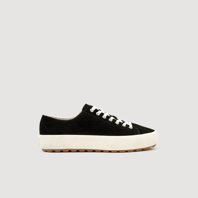 Low-top split leather trainers