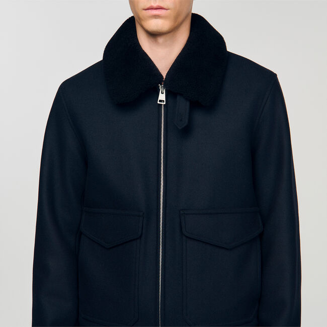 Wool aviator jacket with shearling - Men | Sandro