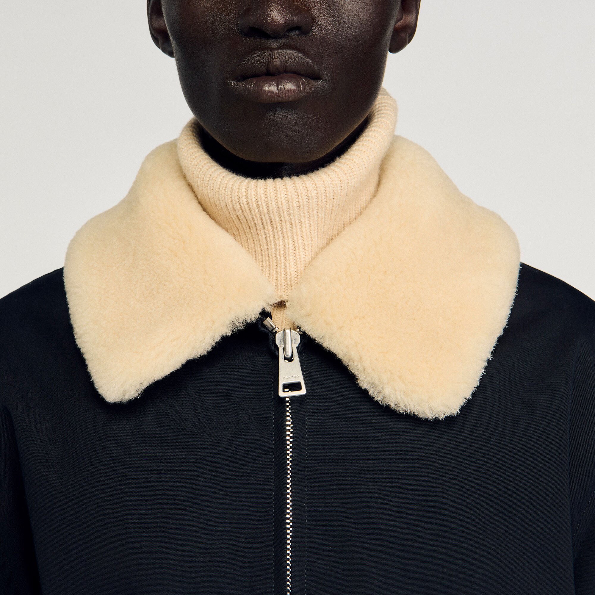 Shearling collar aviator jacket