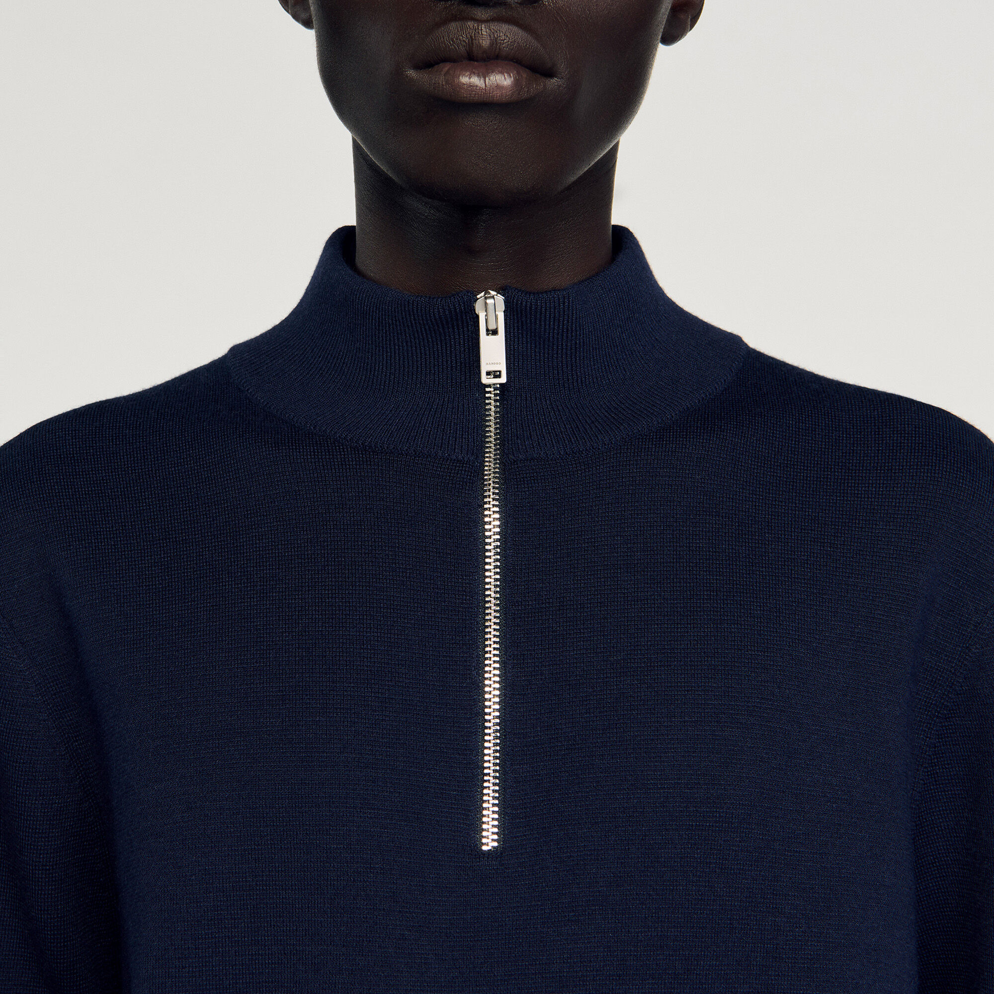 Wool jumper with zip collar