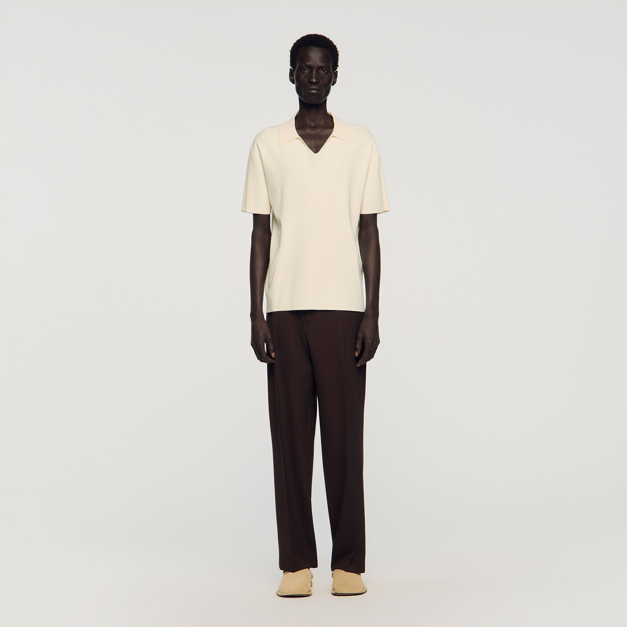 Stretch knit polo shirt