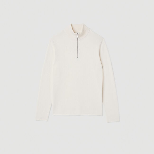Wool jumper with zip collar