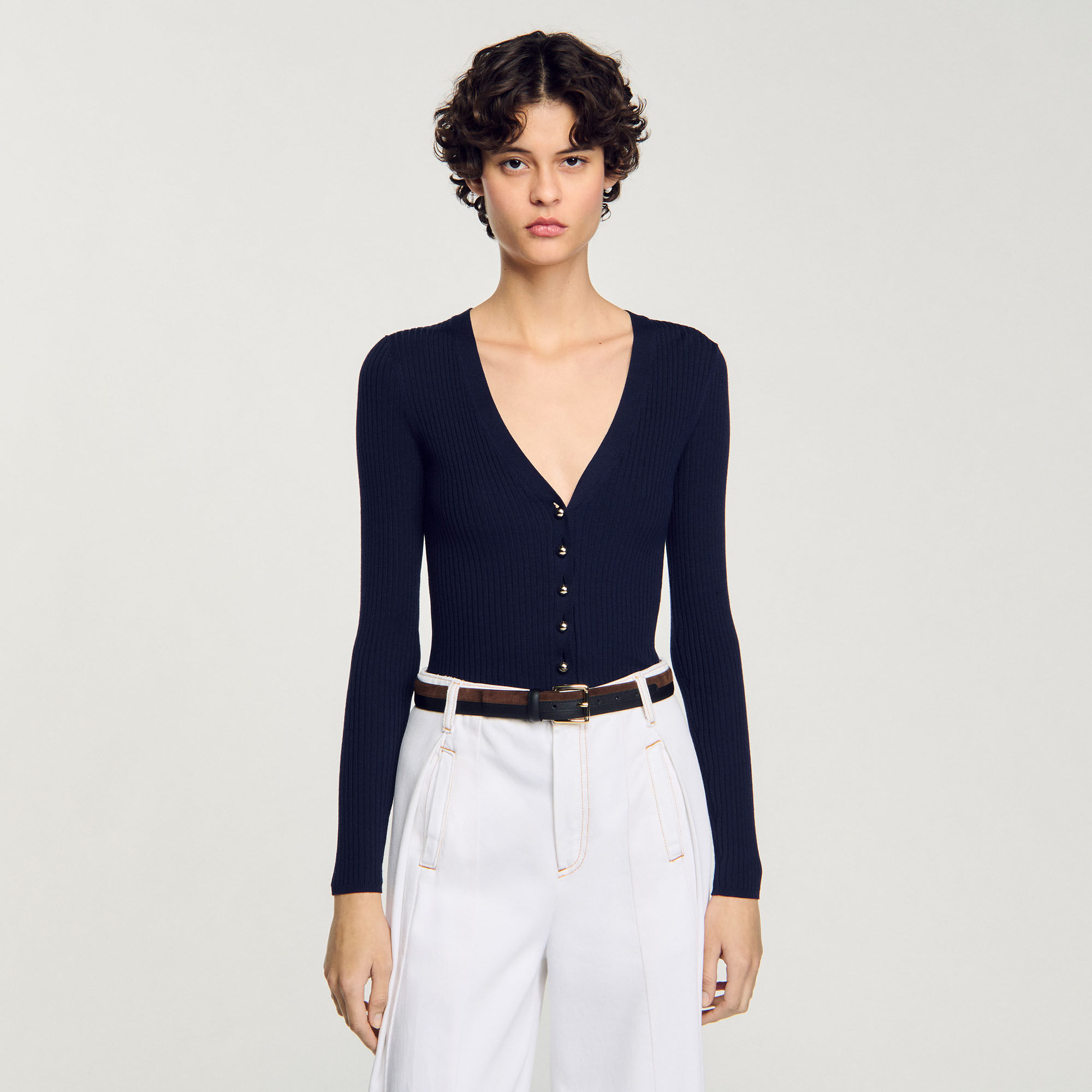 Rib knit cardigan