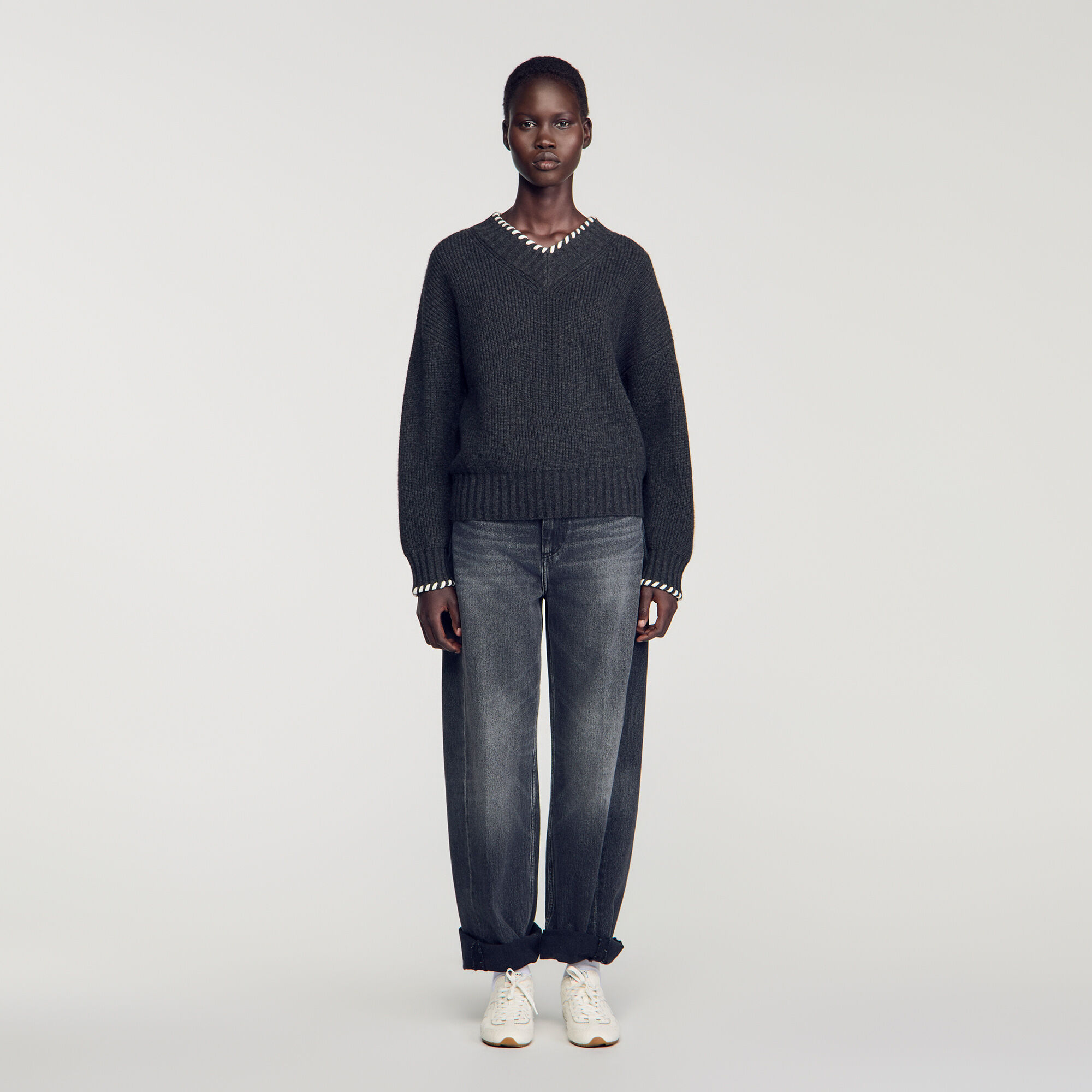 Braided V-neck jumper - Women | Sandro