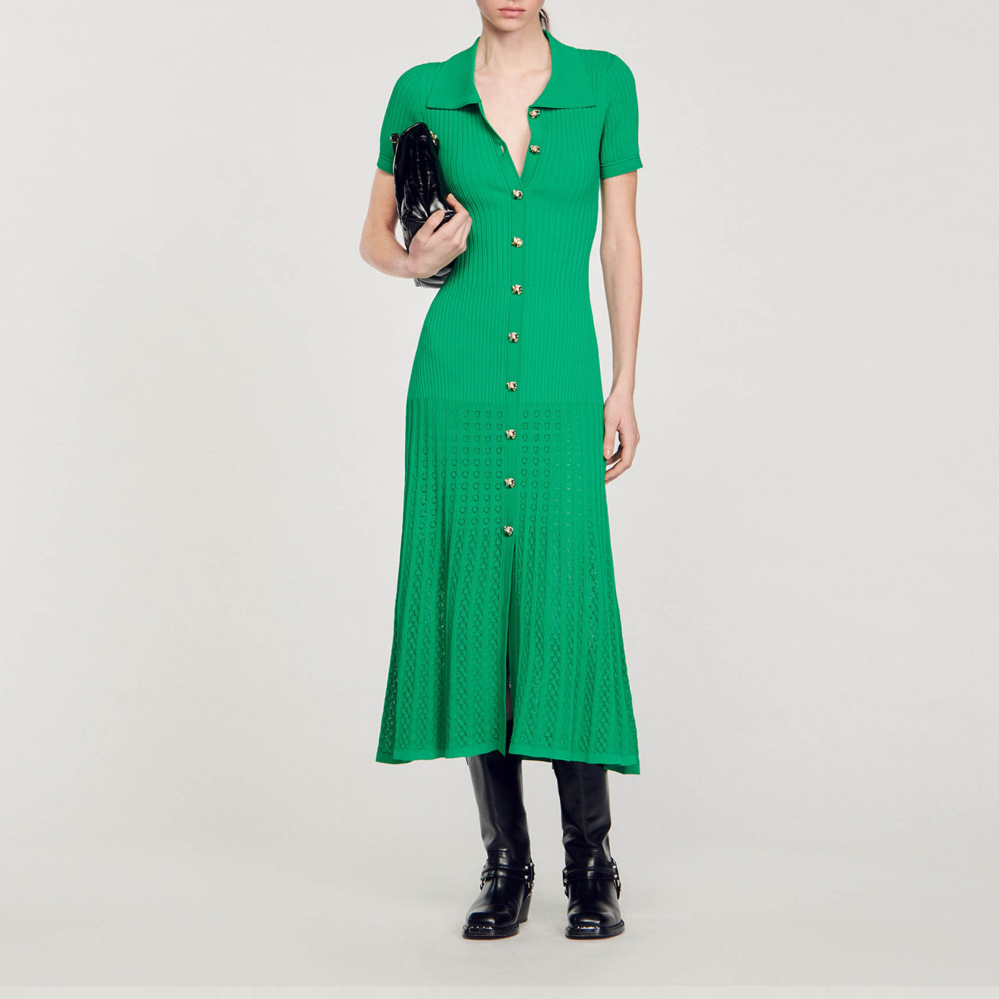 Knit maxi dress green For Women Sandro Paris