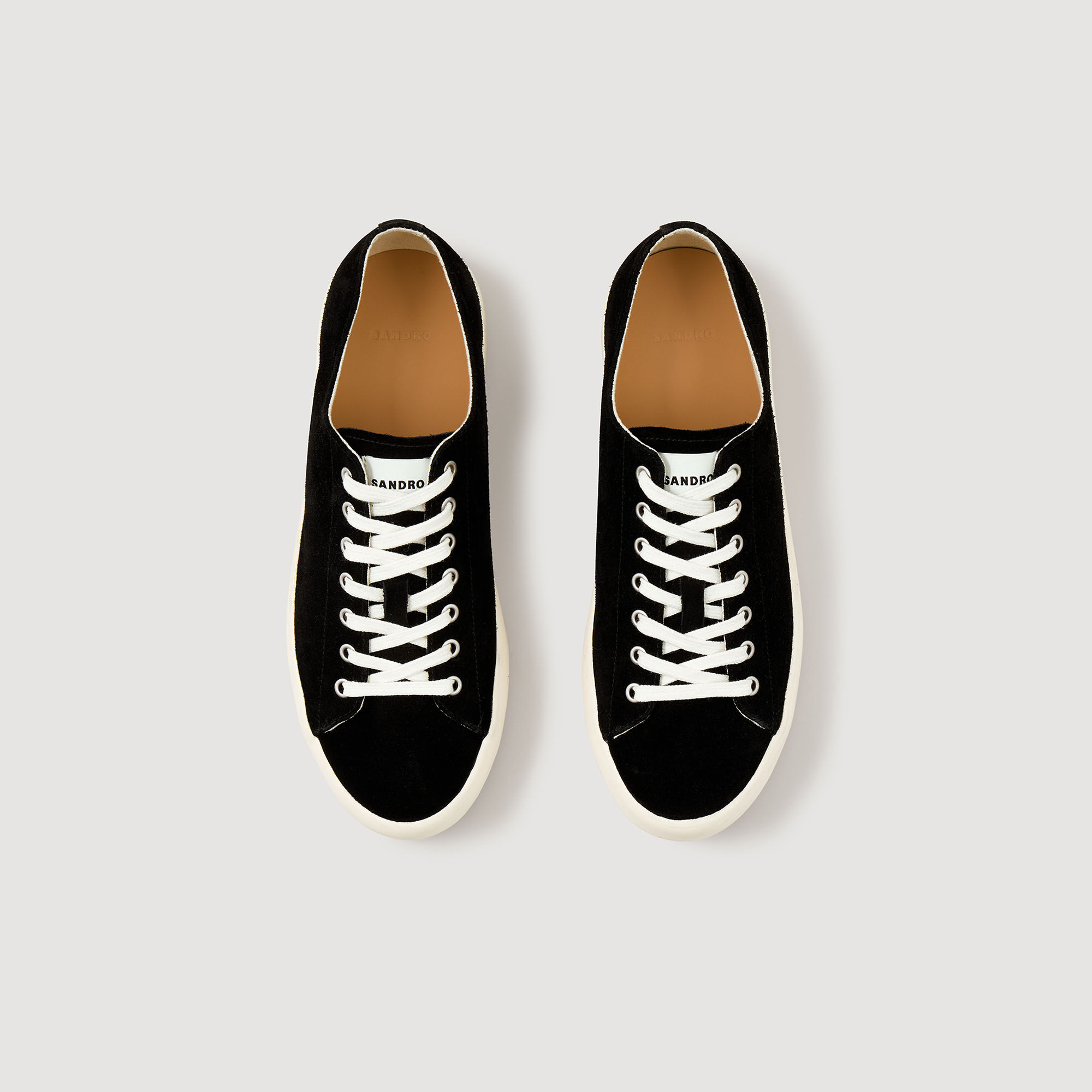 Low-top split leather trainers