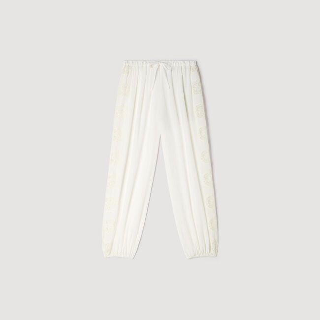 Crinkled wide-leg trousers