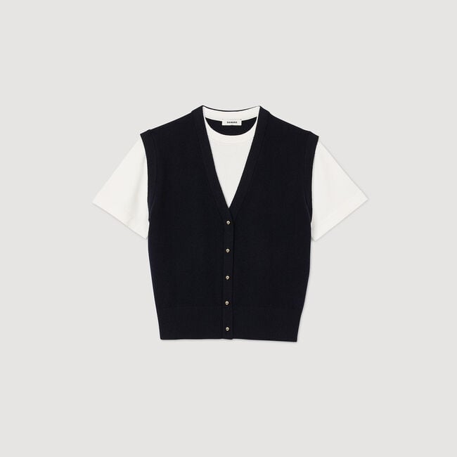 Two-tone wool and cashmere jumper