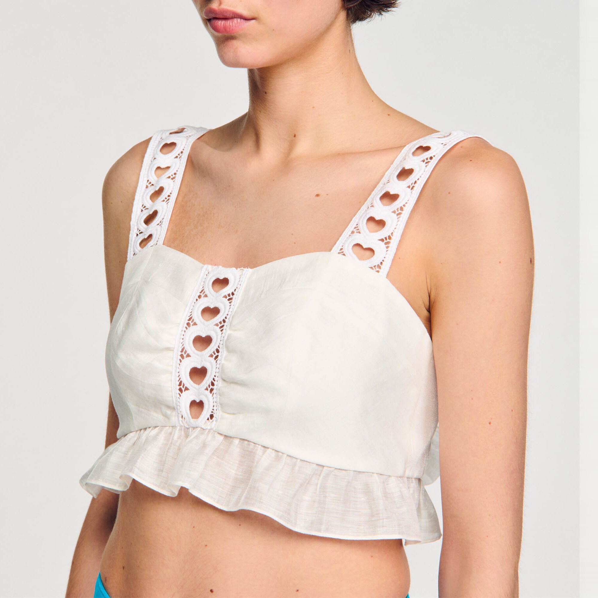 Linen blend crop top