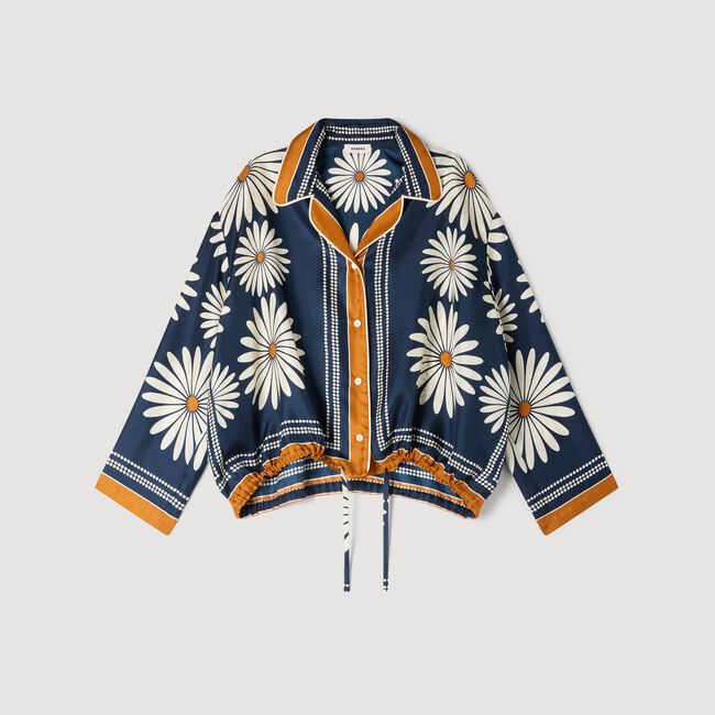 Floral print silk shirt