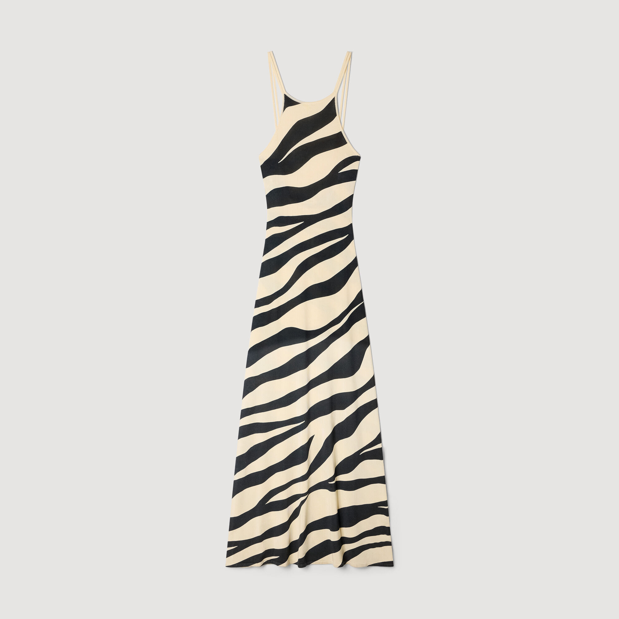 Zebra print knit maxi dress