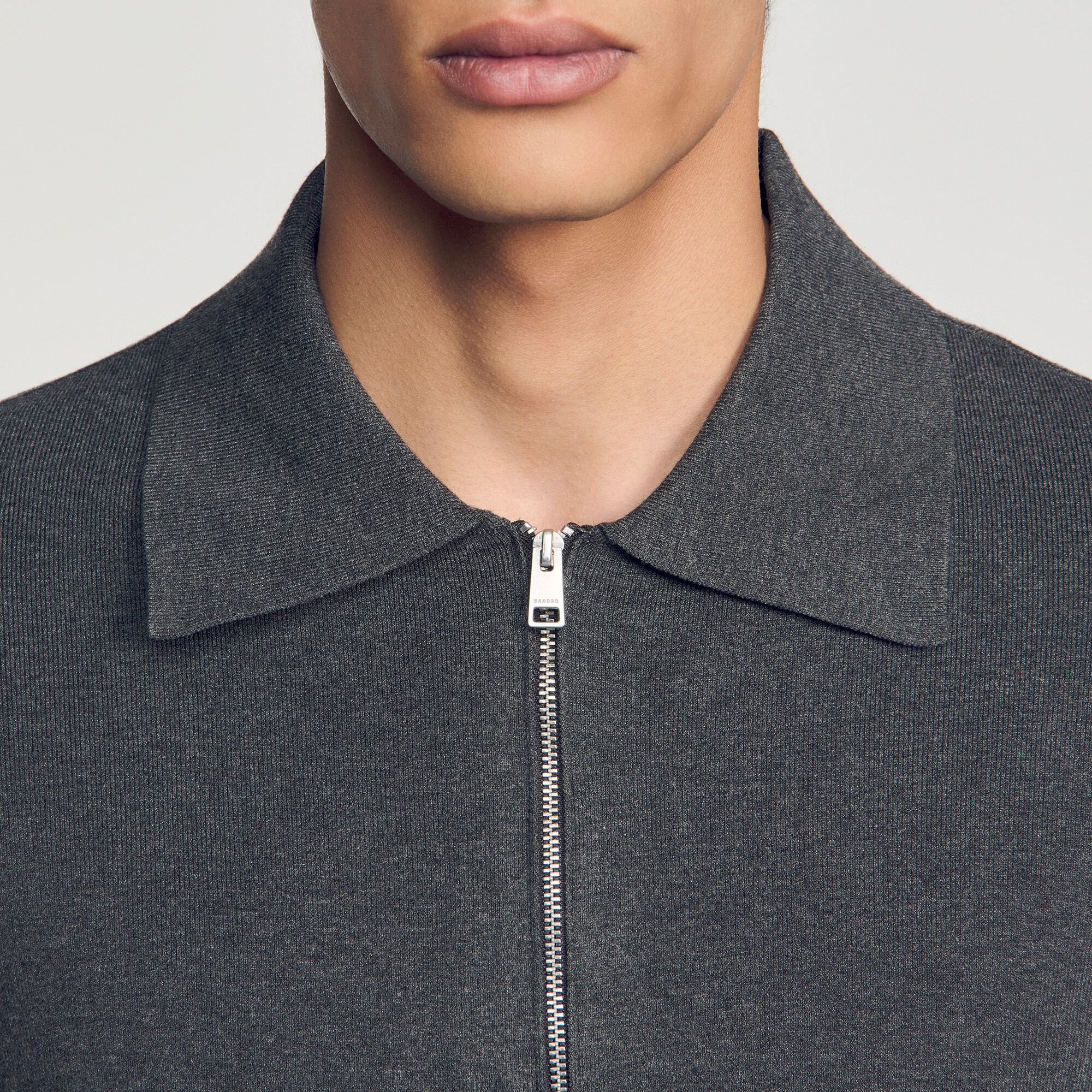 Zipped viscose knit cardigan