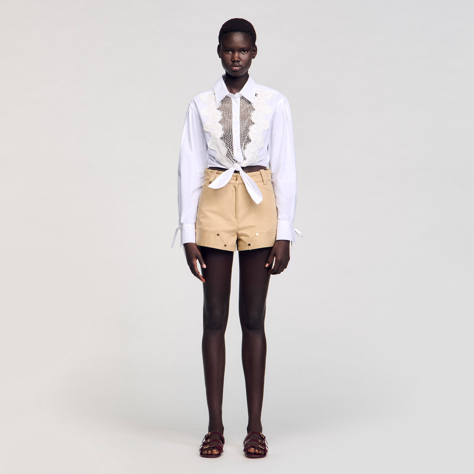 Lace bib shirt