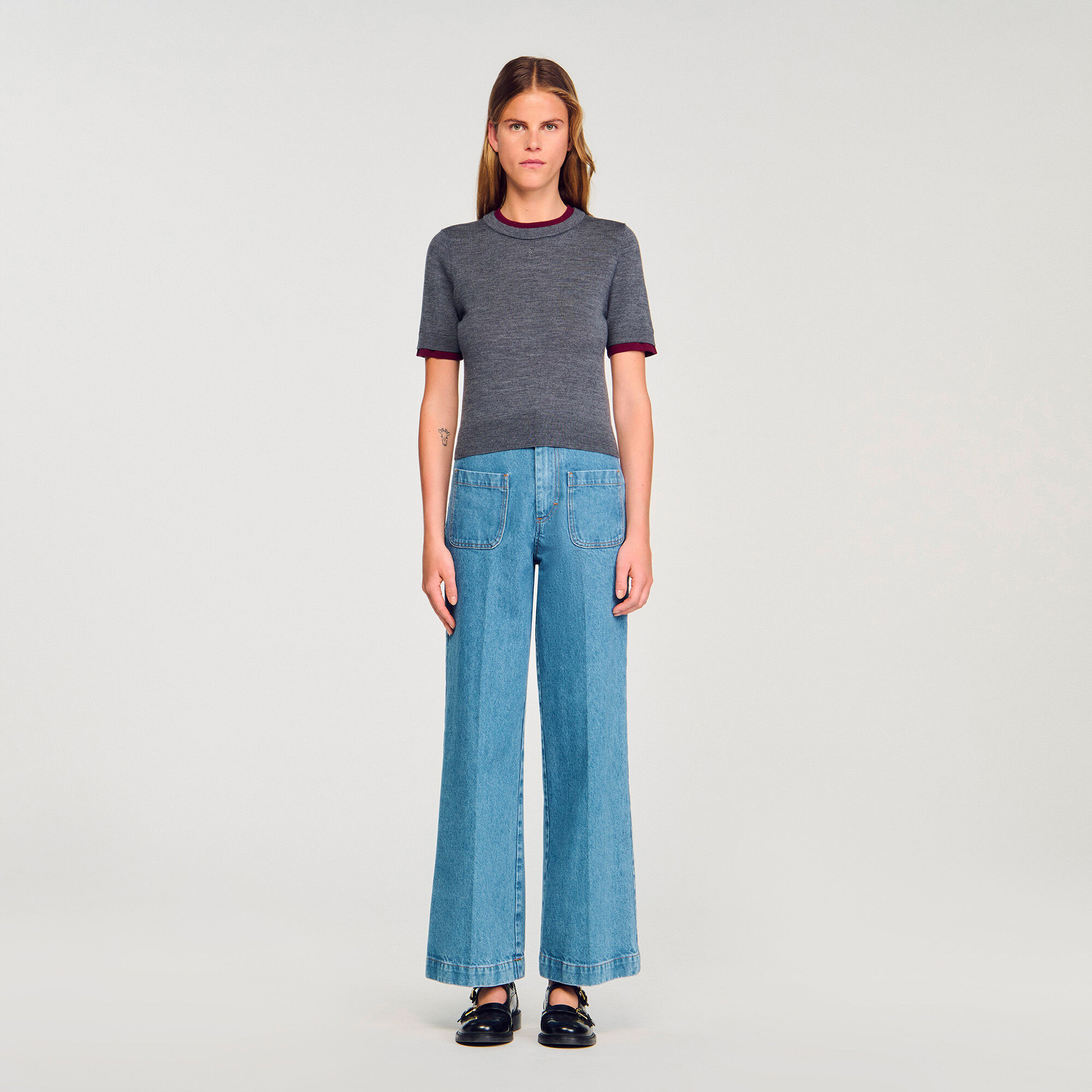 Two-tone cropped jumper