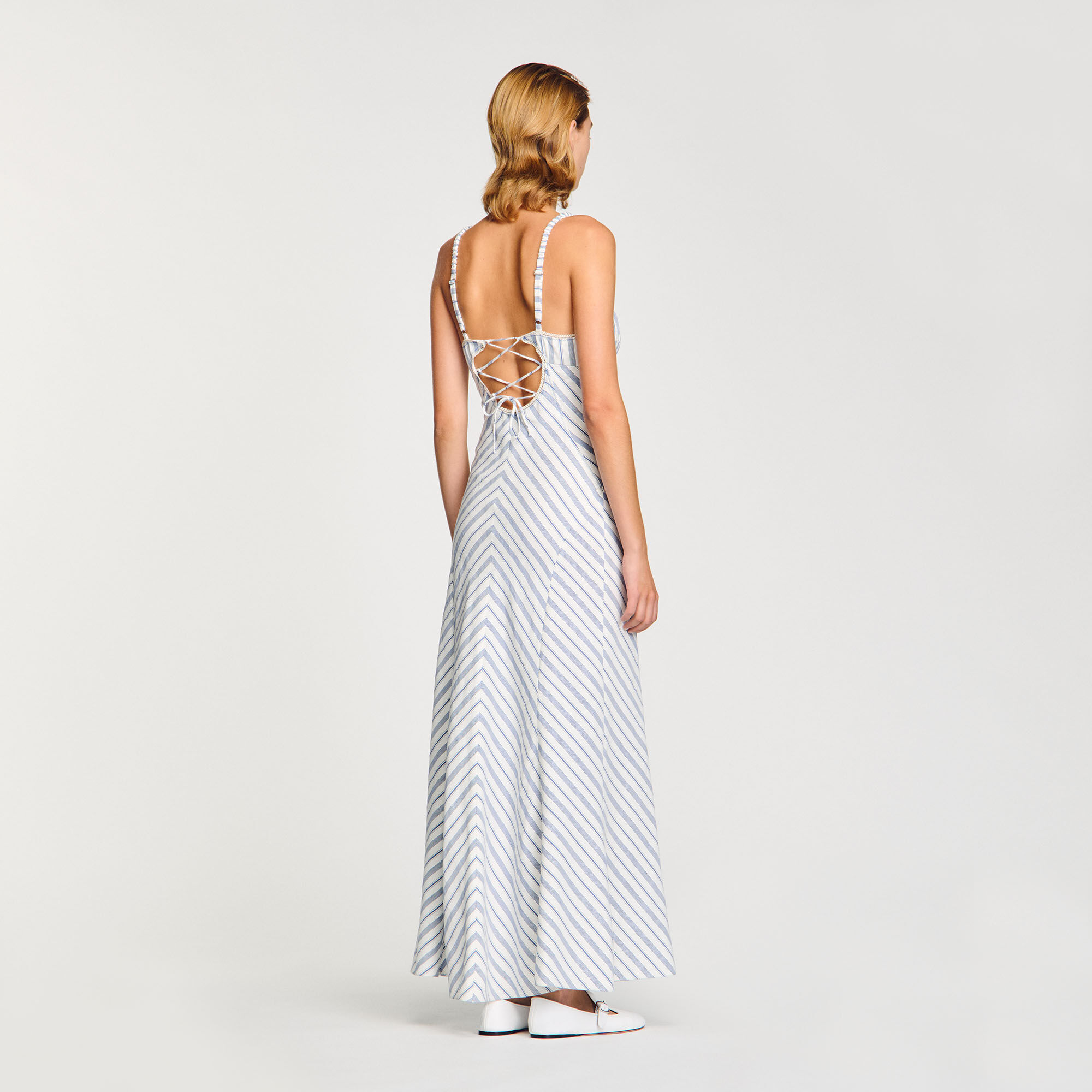 Stripy maxi dress with straps
