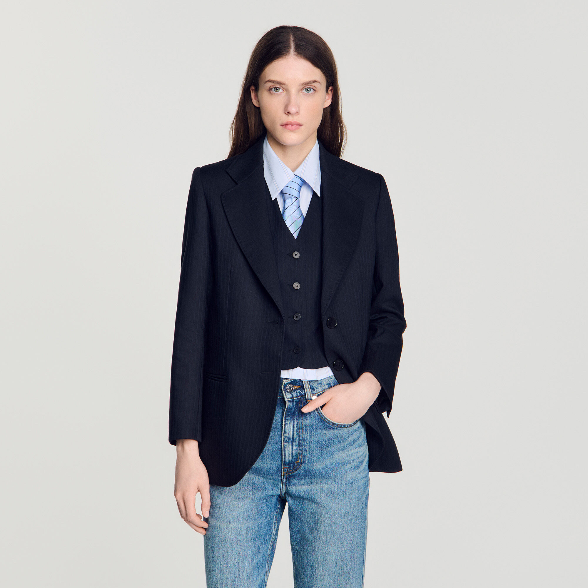 Striped suit jacket