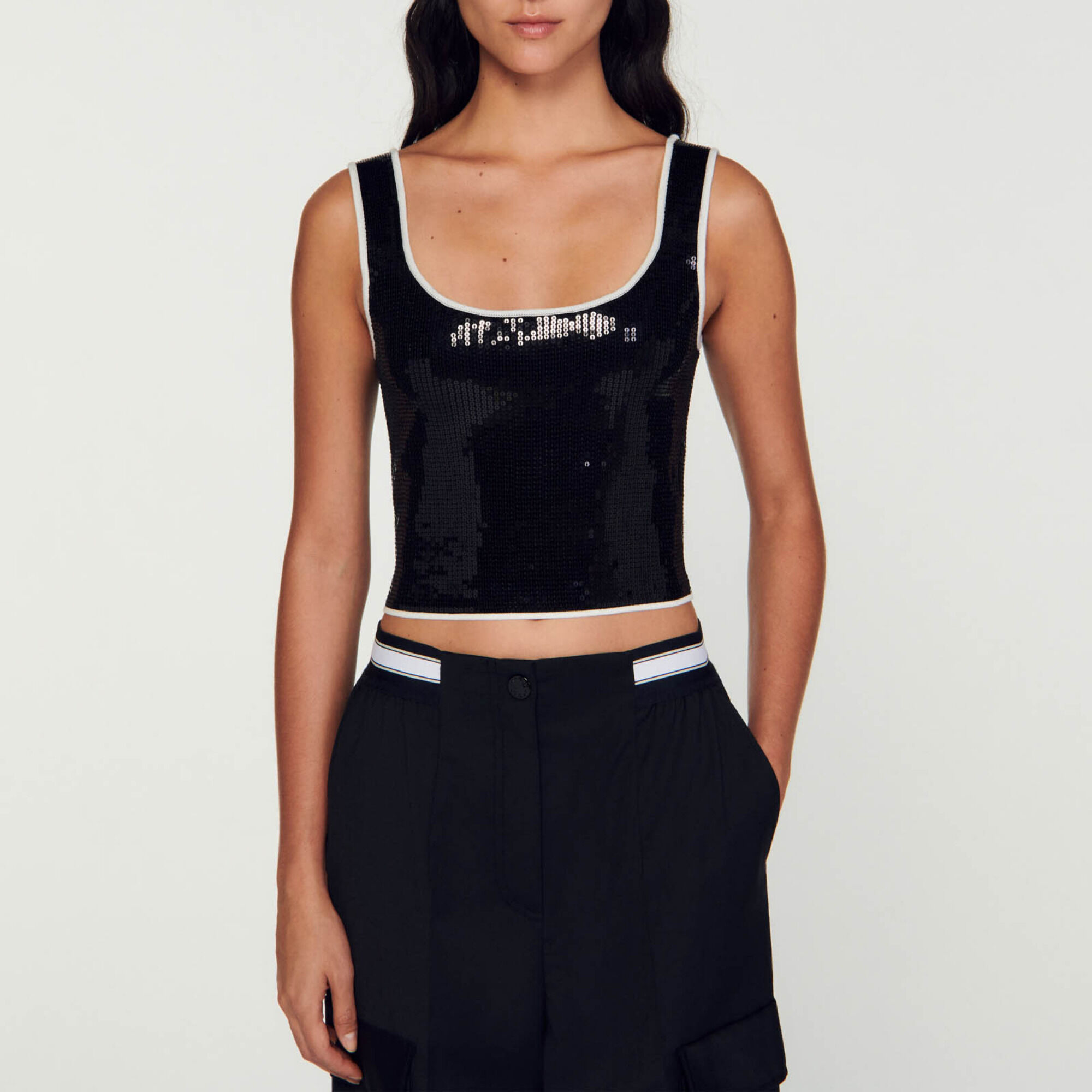 Rhinestone-embellished crop top