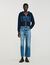 Knit and denim sweatshirt