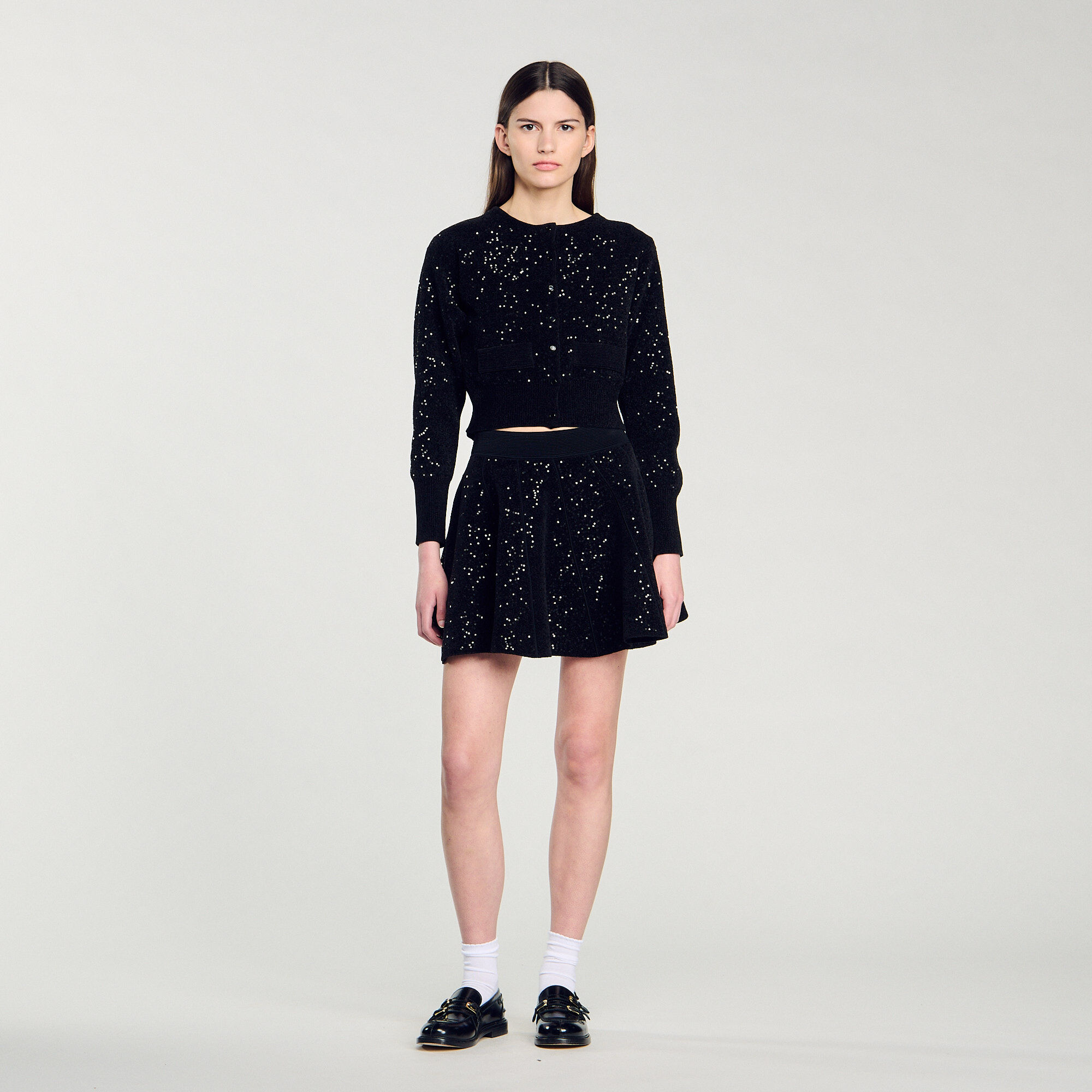 Sequinned velvet cardigan