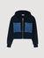 Knit and denim sweatshirt