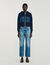 Knit and denim sweatshirt