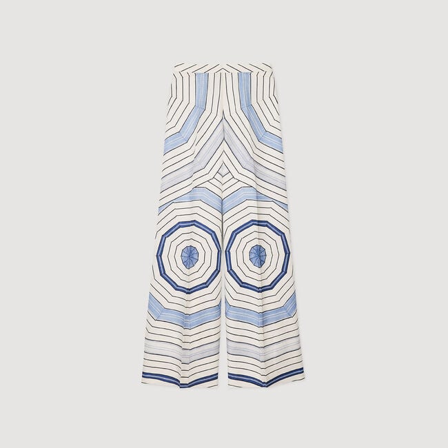 Spiral-motif wide-leg trousers