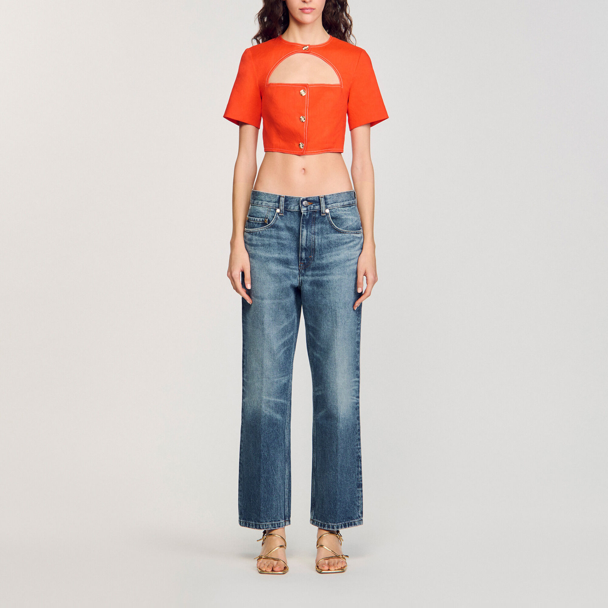 Crop top with cutaway design