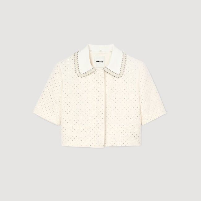 Short-sleeved rhinestone jacket