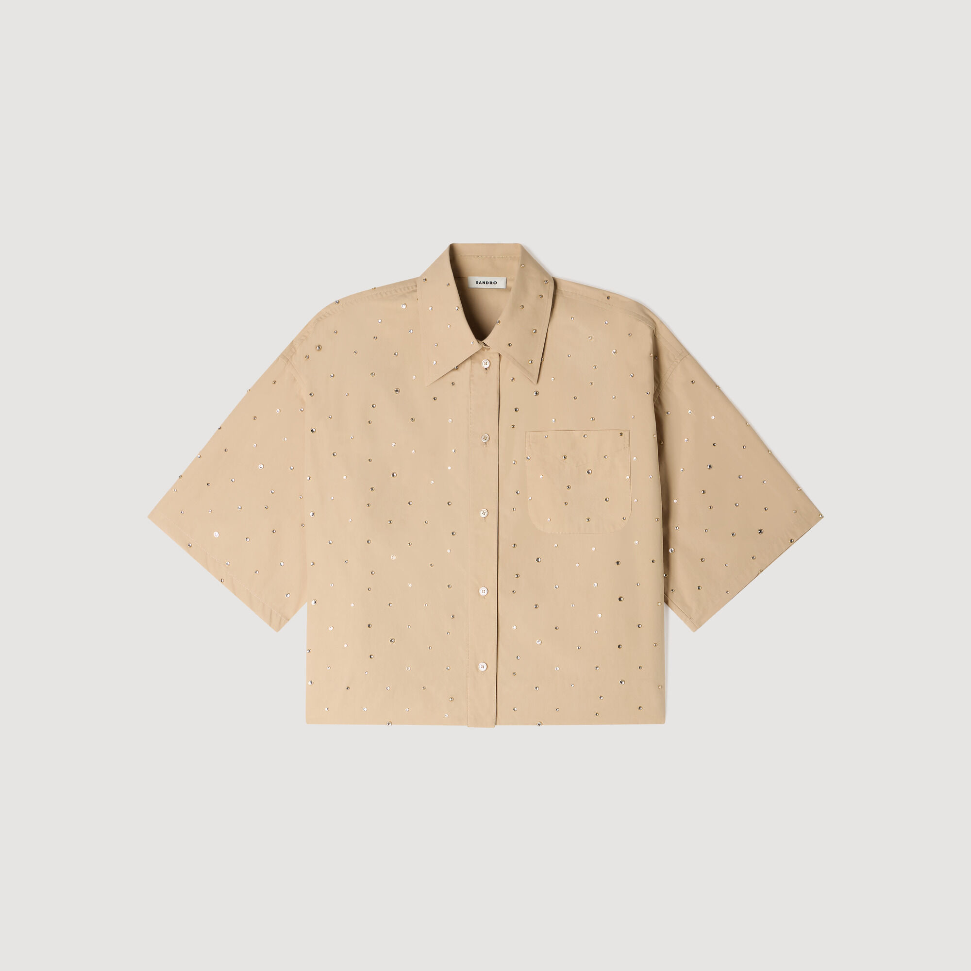 Cotton shirt with rhinestones