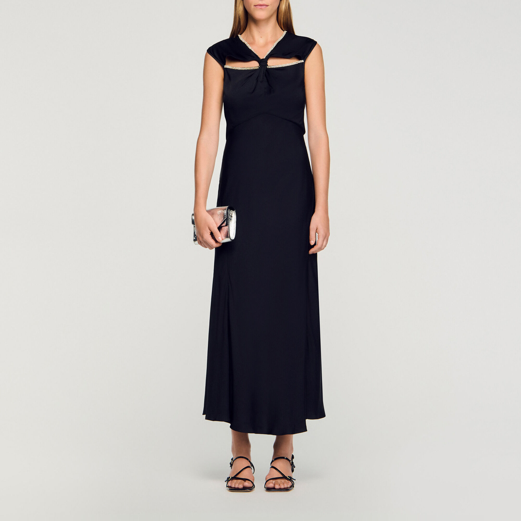 Satin maxi dress with rhinestones - Women | Sandro
