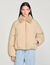 Puffer jacket with shearling collar
