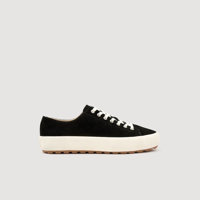 Low-top split leather trainers