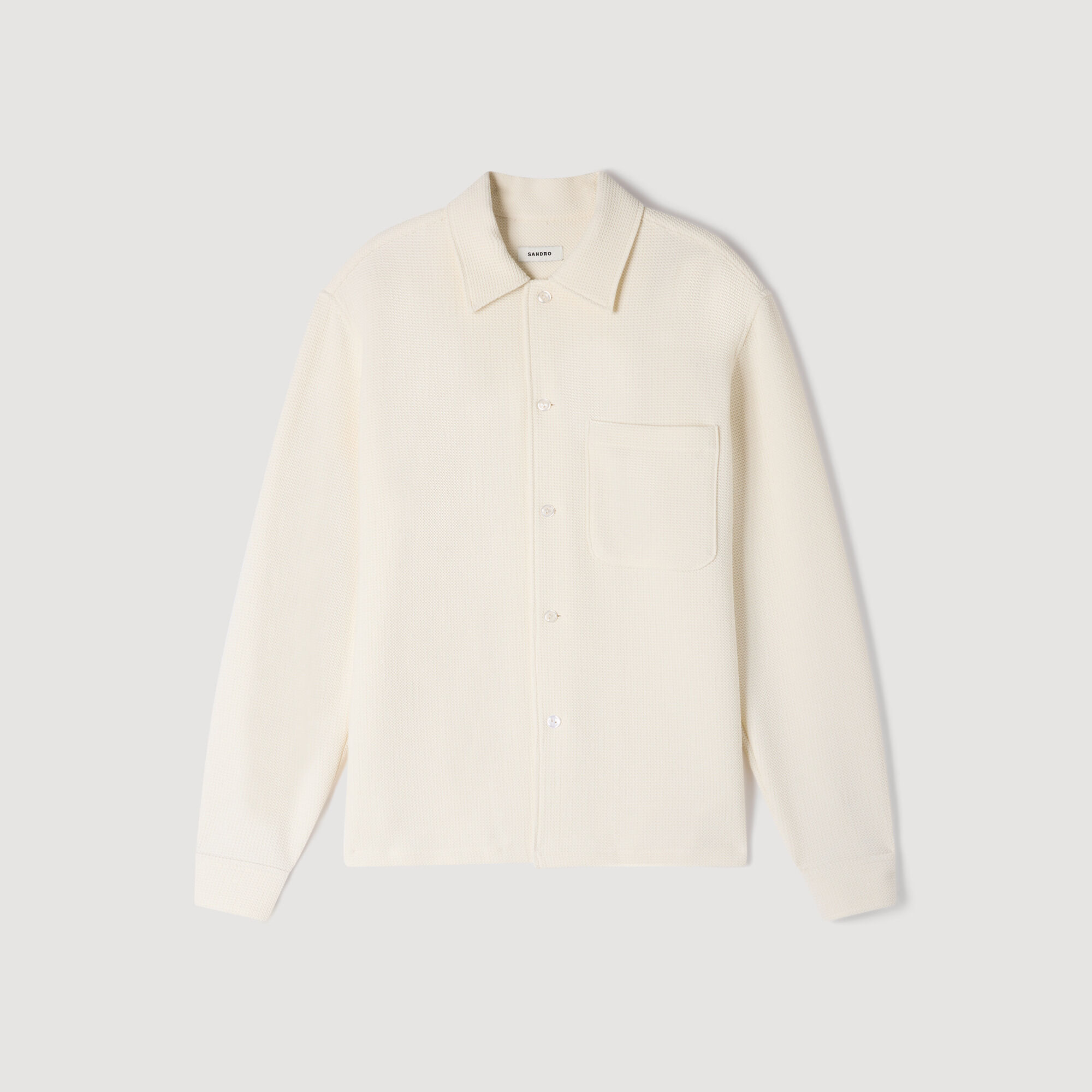 Textured shark collar shirt