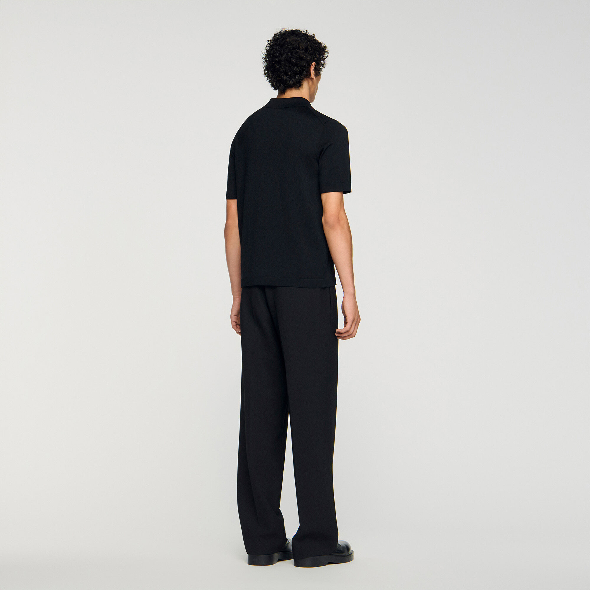 Knitted polo shirt with zip collar
