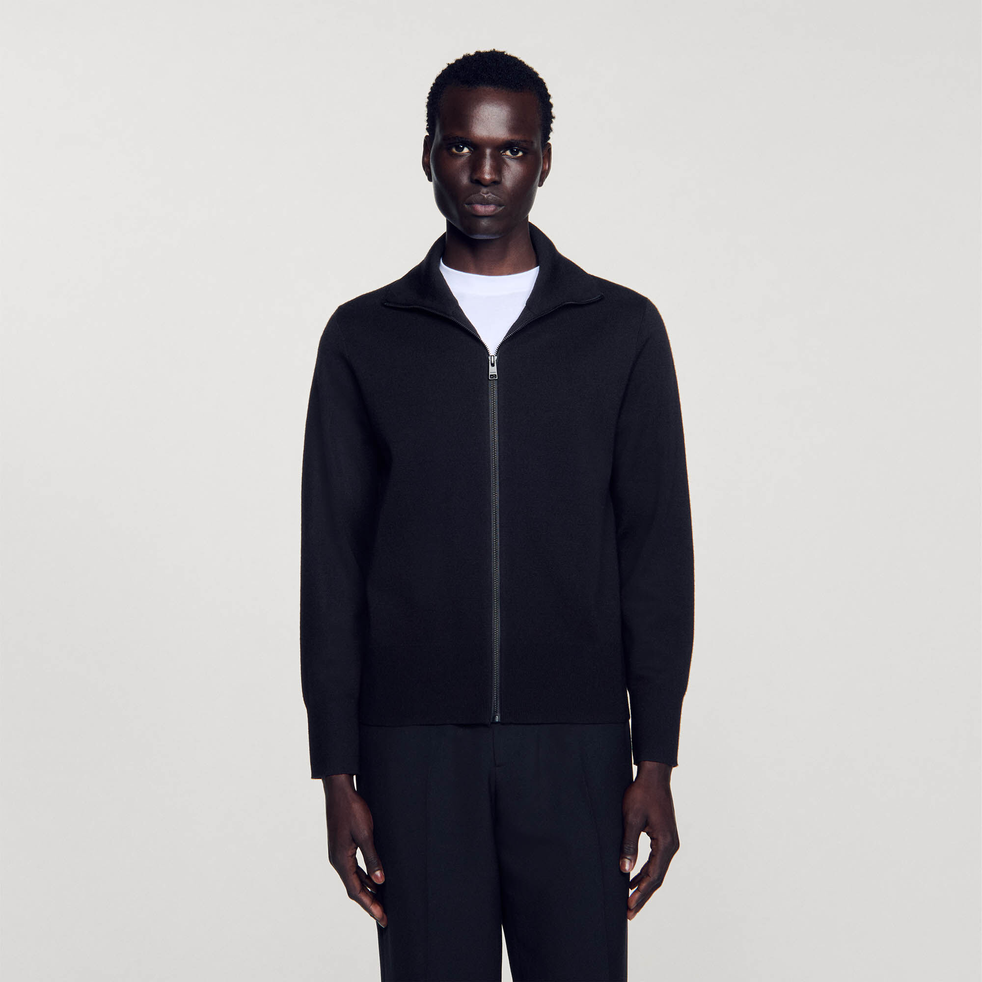 Zip-up wool cardigan