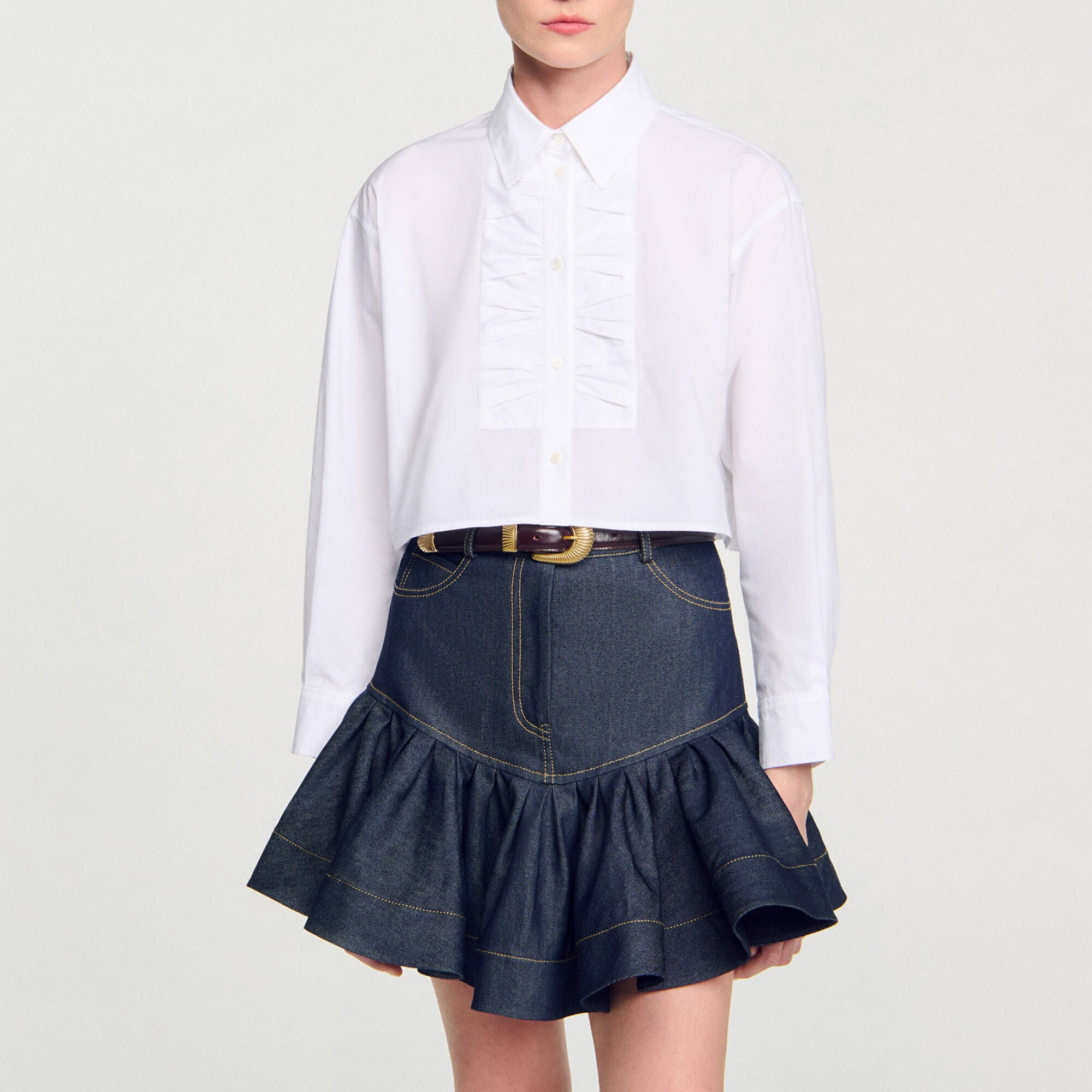 Cropped shirt with bow details - Women | Sandro