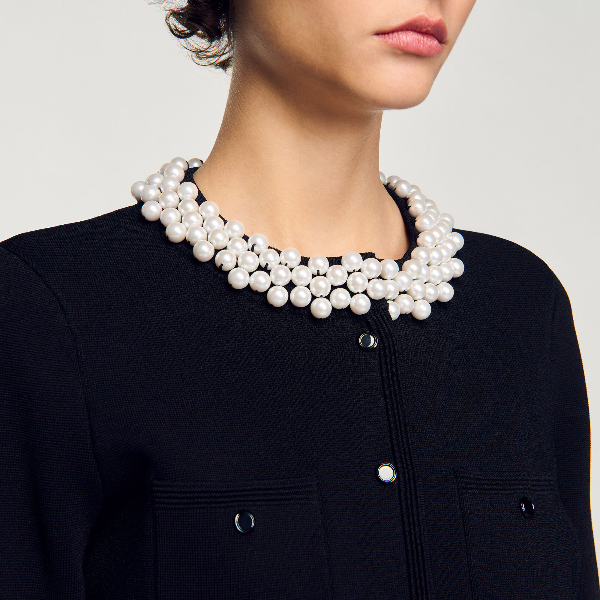 Cardigan with beaded collar