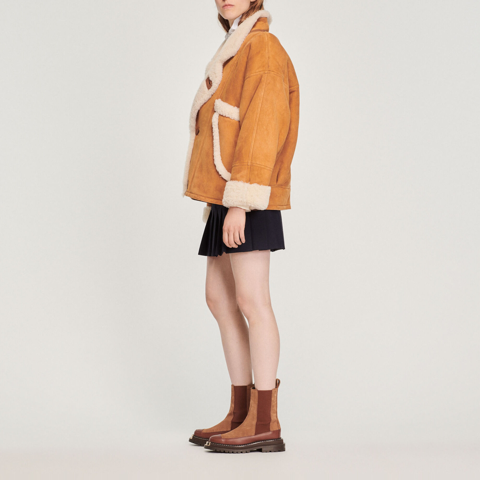 Short hotsell shearling jacket