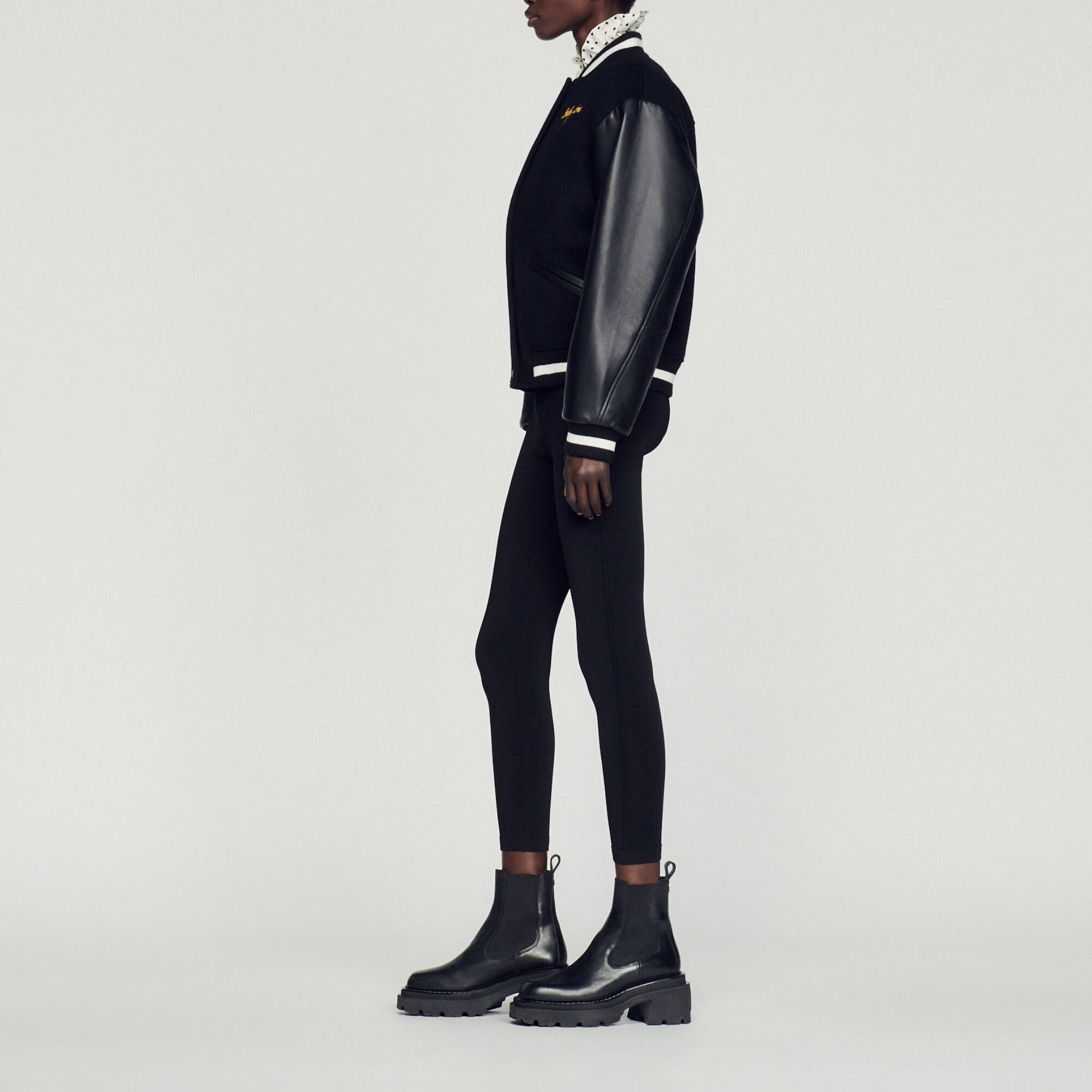 Wool and leather varsity jacket