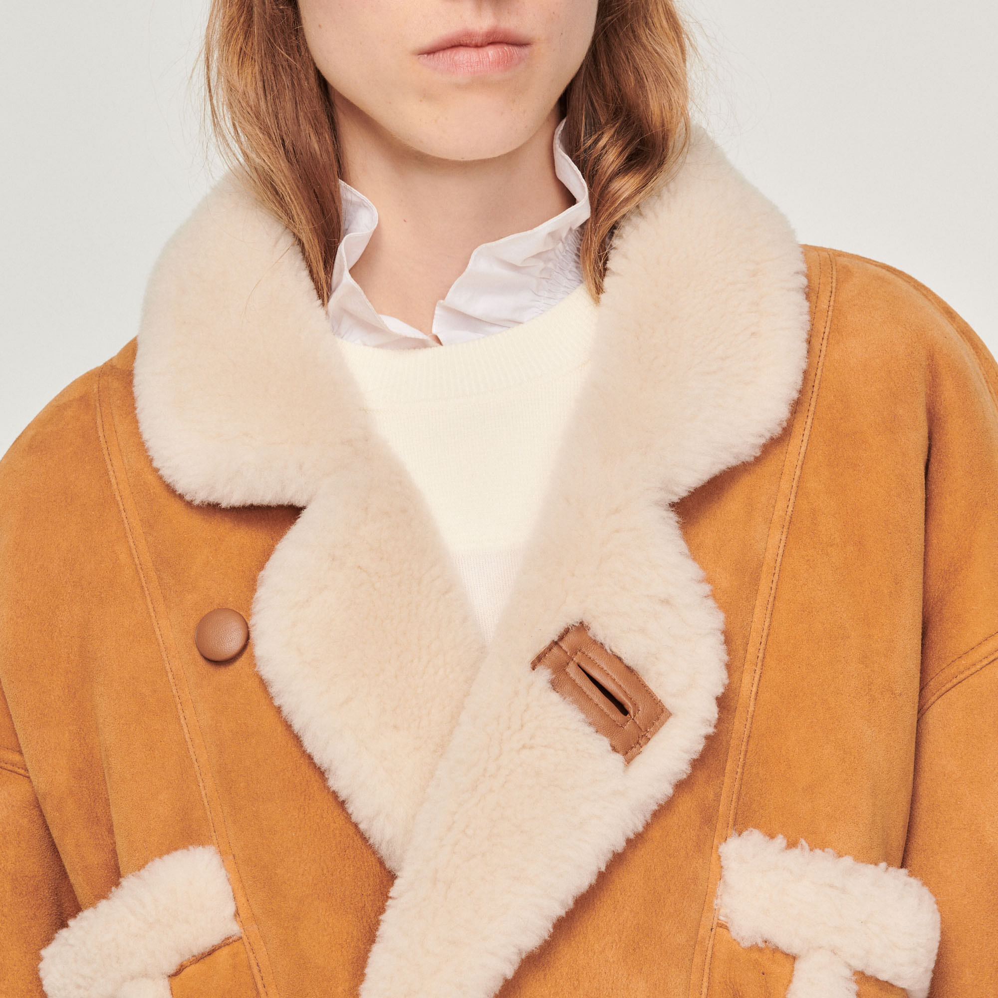 Short hotsell shearling jacket