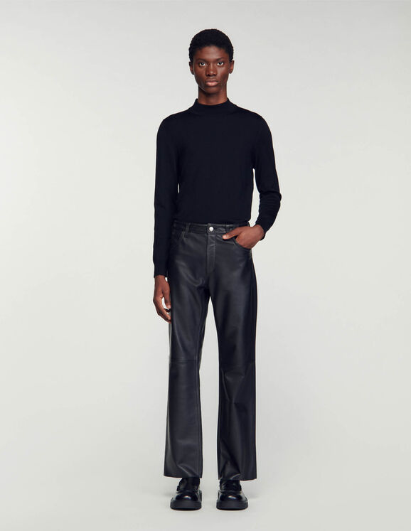 Leather trousers Black Homme